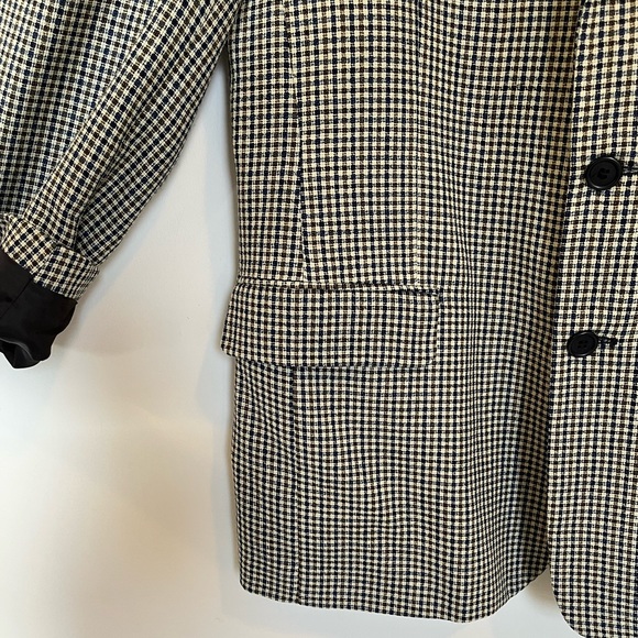 Vintage Oversized Blazer Boyfriend Fit Plaid Suit Jacket Green Navy Checked XL - Picture 6 of 14